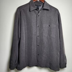 Axcess For Men Long Sleeve Button Front Shirt With Polyester Lining Gray Size L